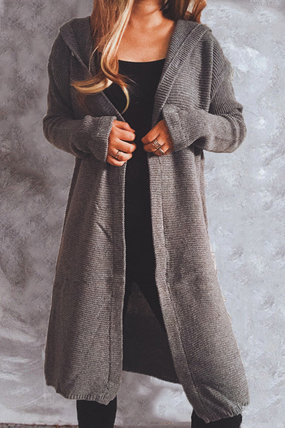 Chaquetón de Punto Largo con Capucha Moda Invierno