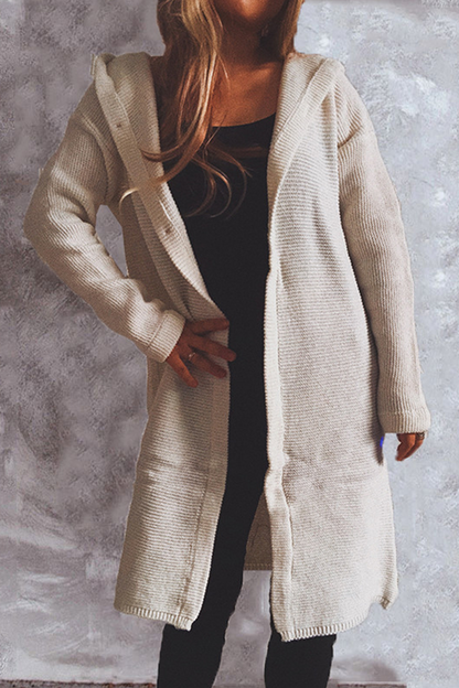 Chaquetón de Punto Largo con Capucha Moda Invierno