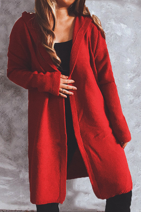 Chaquetón de Punto Largo con Capucha Moda Invierno