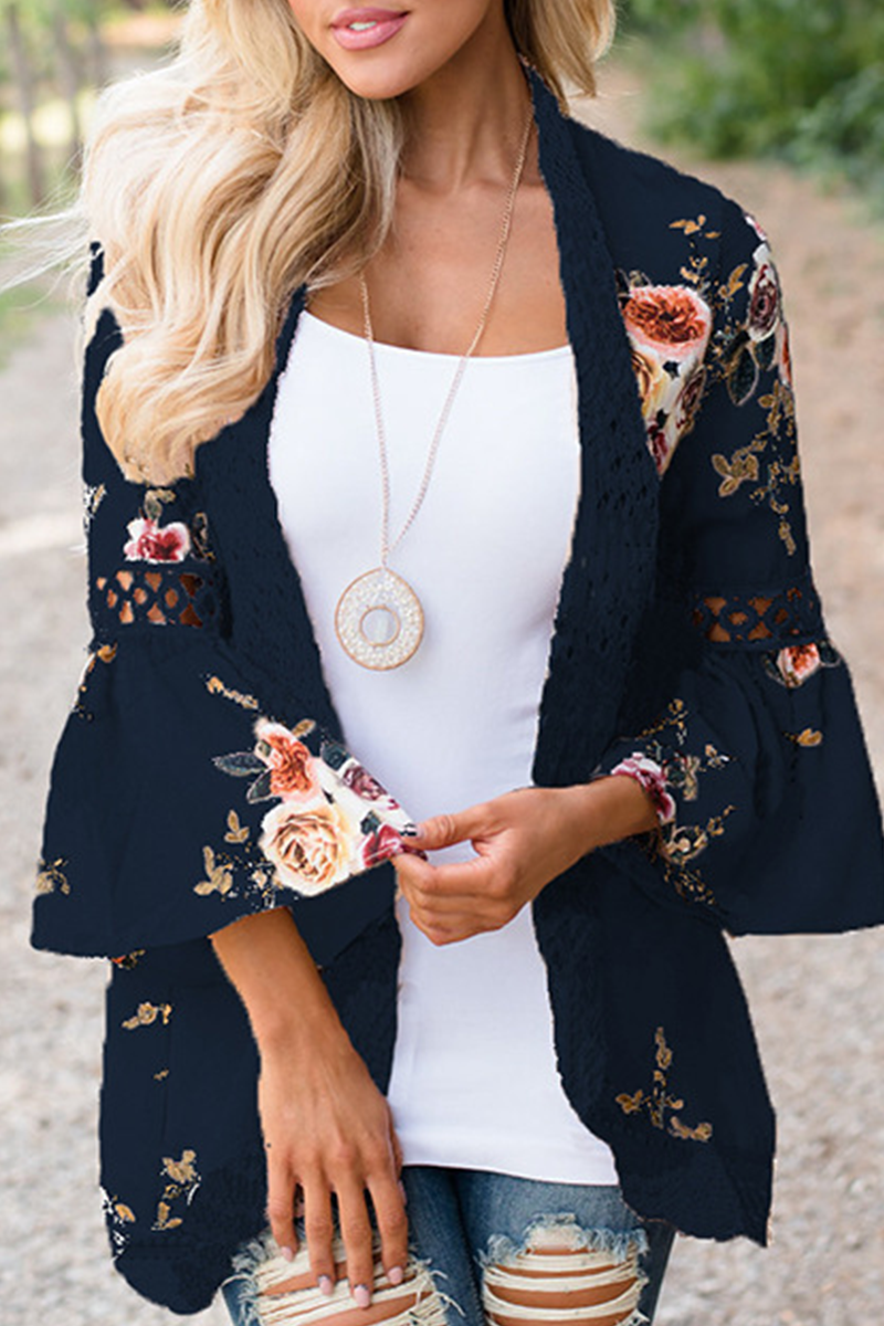 Chaqueta Blusa Floral Femenina Elegante