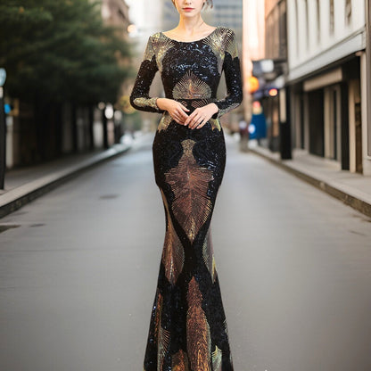 Vestido Lentejuelas sin Espalda Glamouroso