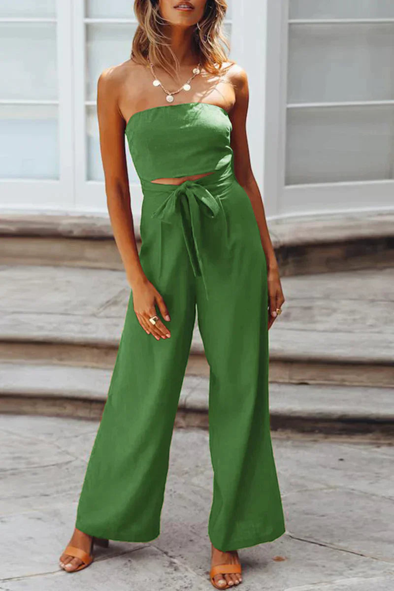 Vestido sin tirantes de cintura ceñida y falda ancha - Vestiria
