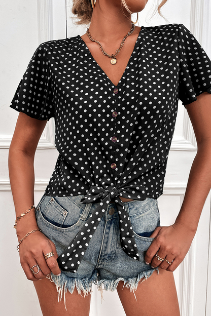 Blusa Encaje Floral con Cuello en V