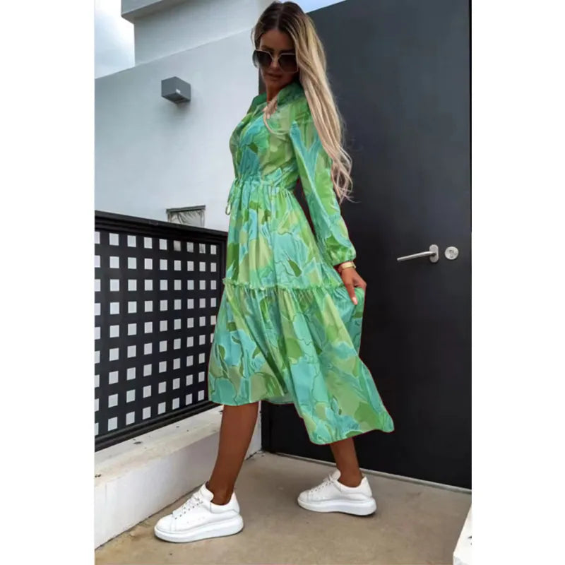 Vestido Mujer Estampado Manga Larga