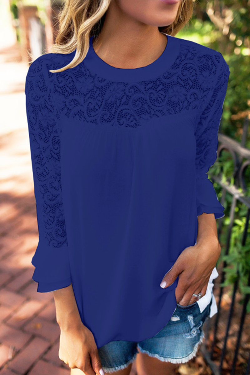 Blusa Encaje Cuello Redondo Femenina
