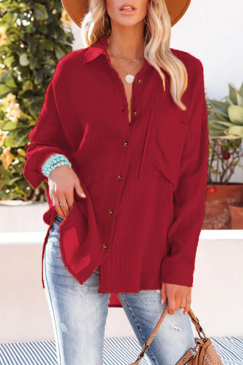 Blusa cuello vuelto manga larga casual