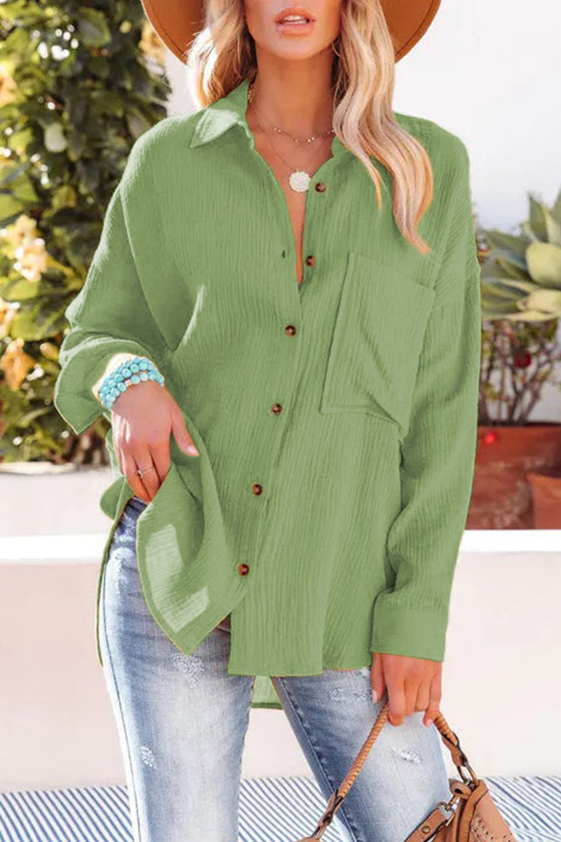 Blusa cuello vuelto manga larga casual