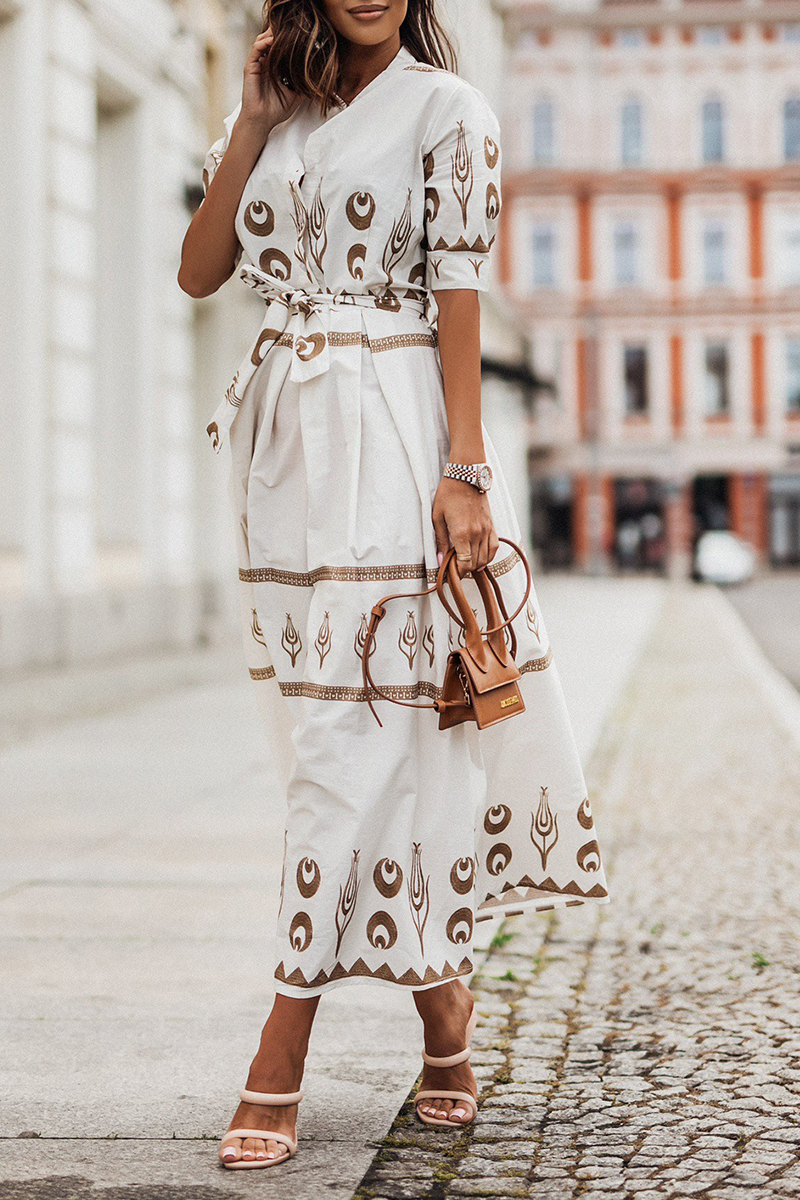 Vestido Floral Estilo Clásico Cinturón - Vestiria