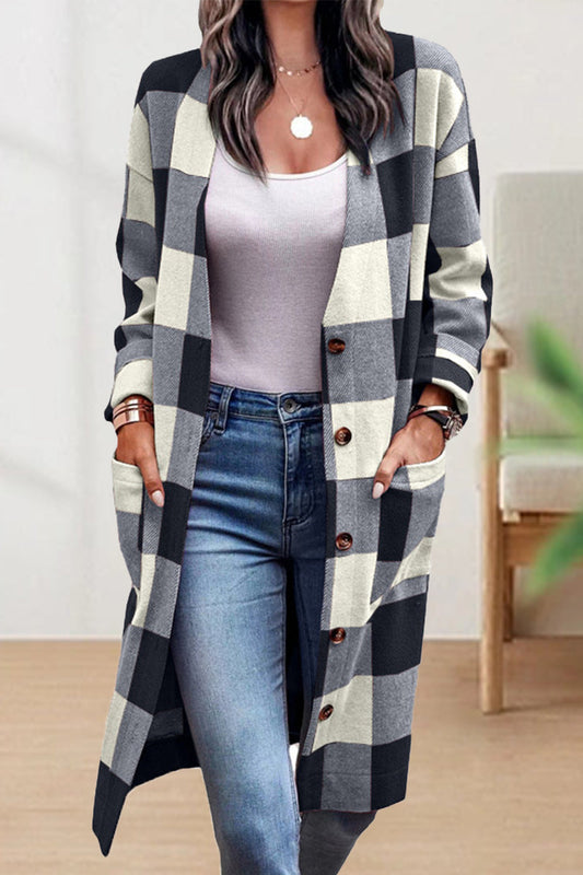 Abrigo Cuadriculado Elegante Mujer Invierno - Vestiria