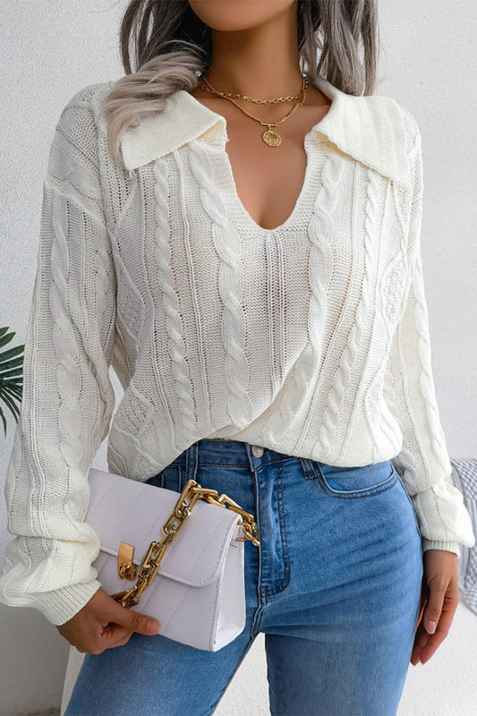 Blusa de Punto Cuello en V Elegante Mujer - Vestiria