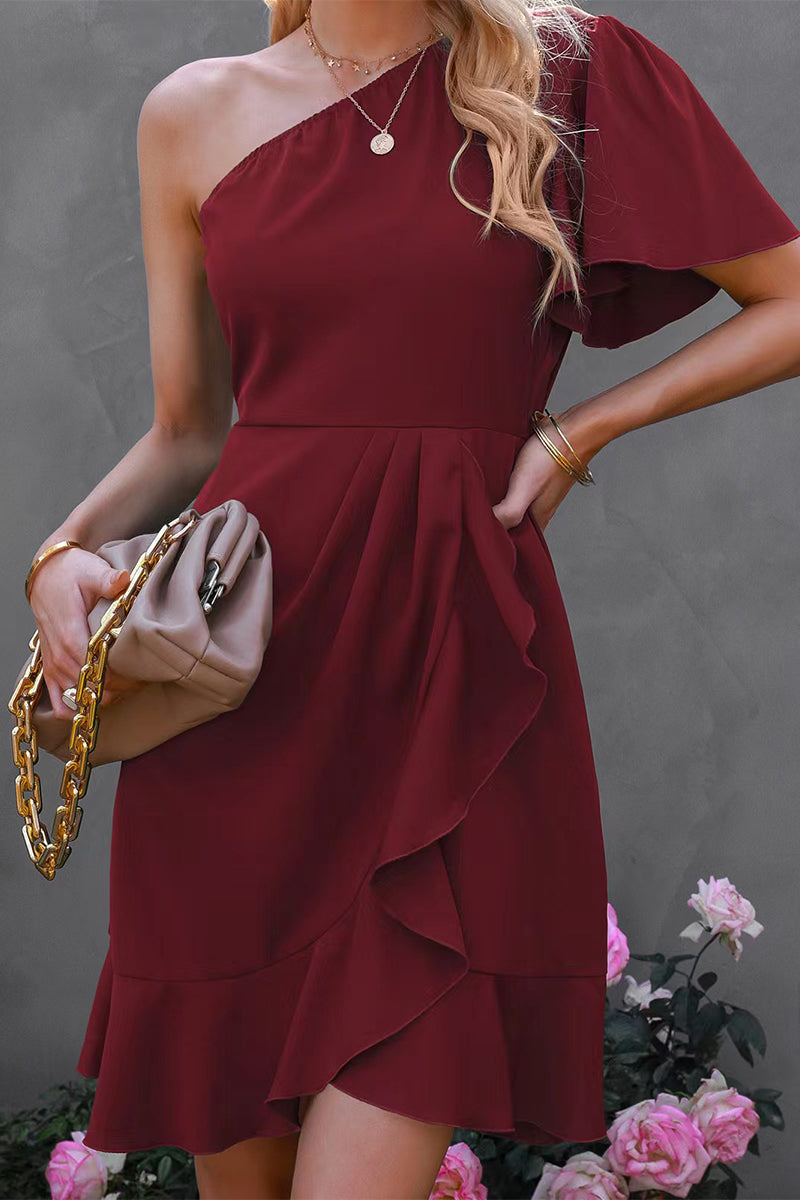 Vestido Corto de Mujer con Volante Elegante