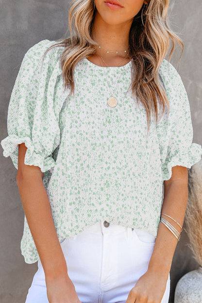 Blusa Florales Mangas Voladas Elegante