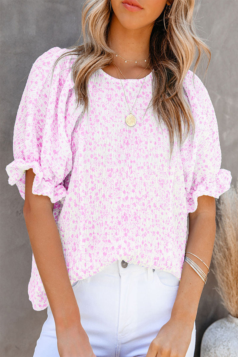 Blusa Florales Mangas Voladas Elegante
