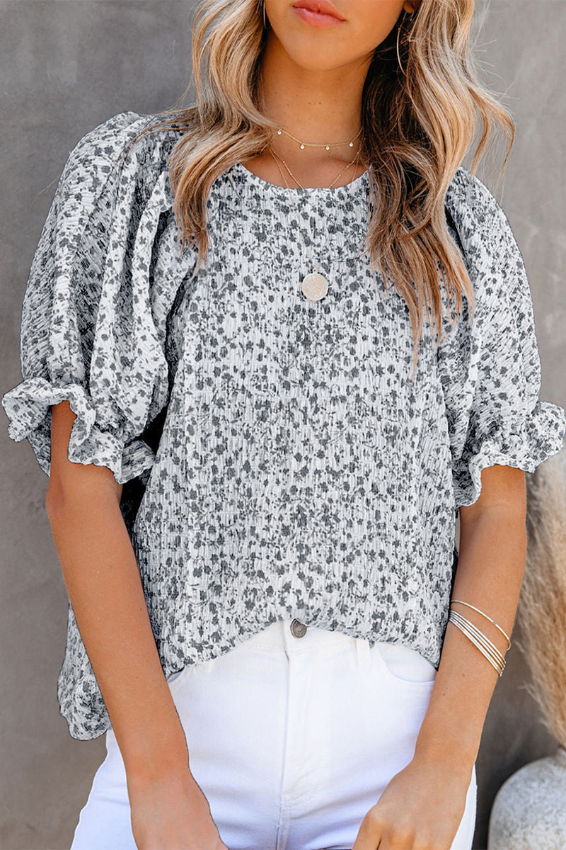 Blusa Florales Mangas Voladas Elegante - Vestiria