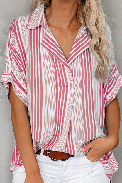 Blusa Rayas Estilo Casual Cuello Vuelto