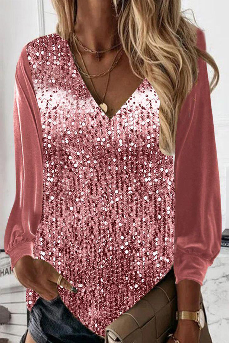 Blusa Lentejuelas Manga Larga Glamurosa - Vestiria