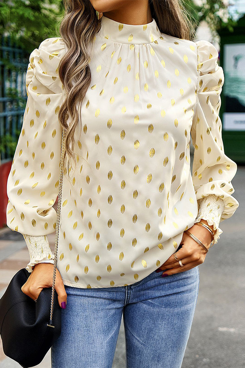Blusa de manga larga con estampado de lunares elegante - Vestiria