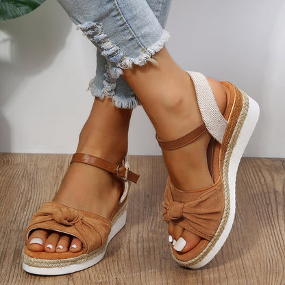 Sandalias de tacón mujer con lazo