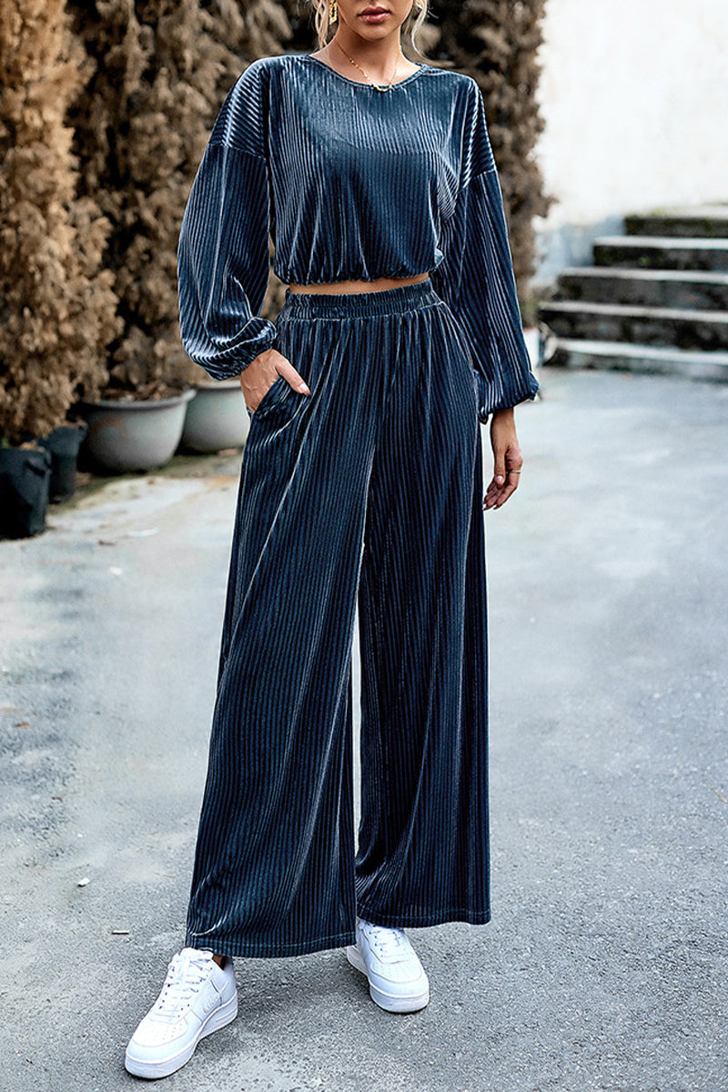 Conjunto Blusa Rayas Pantalón Elegante Mujer