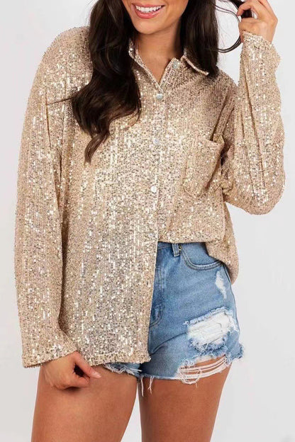 Blusa Polo Mujer Elegante con Lentejuelas