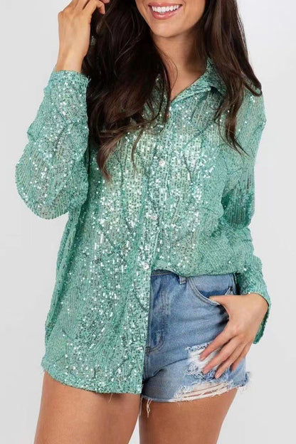 Blusa Polo Mujer Elegante con Lentejuelas