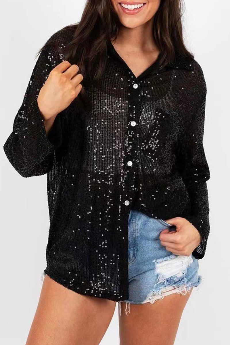 Blusa Polo Mujer Elegante con Lentejuelas - Vestiria