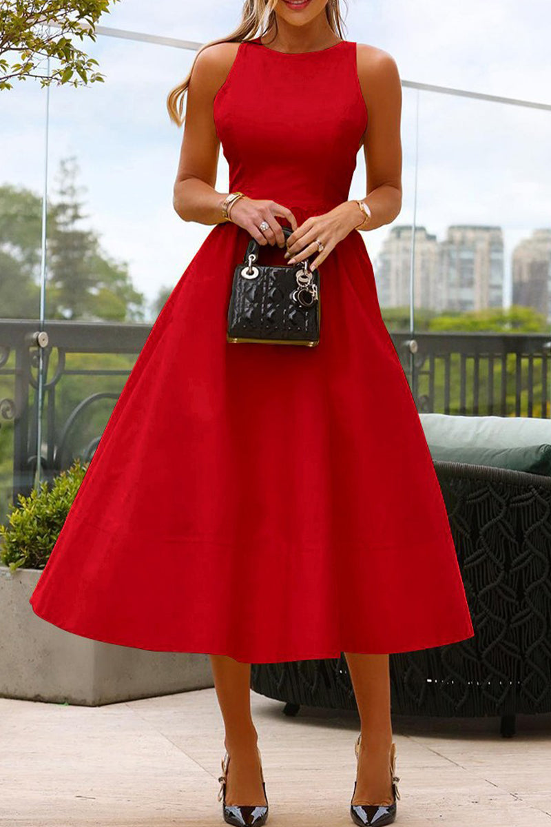 Vestido de fiesta midi con escote redondo elegante - Vestiria