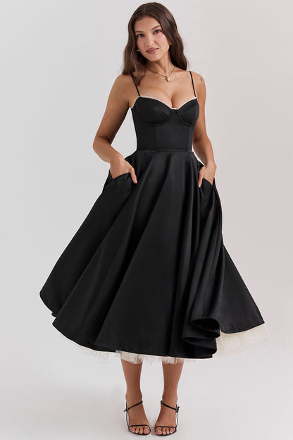 Vestido Cocktail Midi Elegante Fiesta Mujer