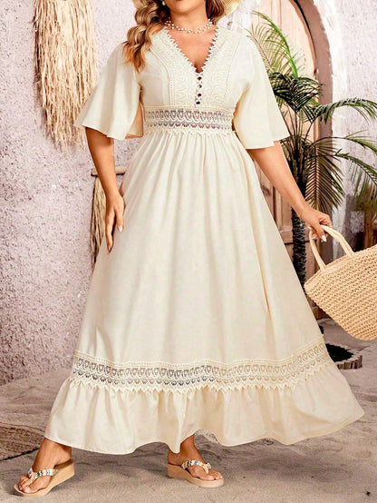 Vestido Maxi Elegante Escote V Feminino - Vestiria