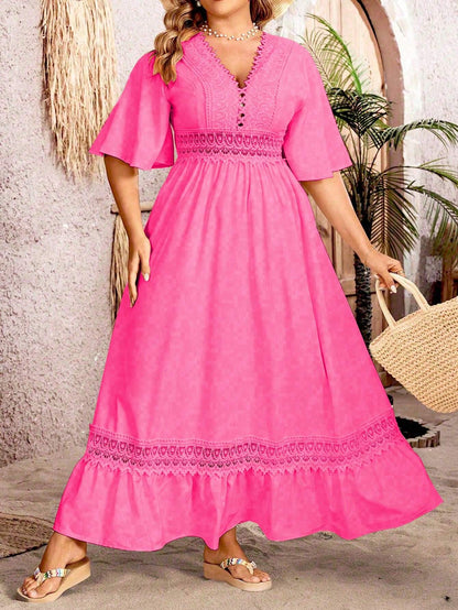 Vestido Maxi Elegante Escote V Feminino