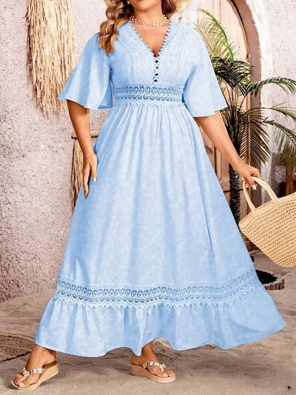 Vestido Maxi Elegante Escote V Feminino