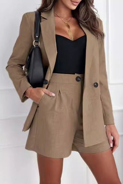 Traje Mujer Chic Blazer Pantalón Corto