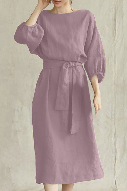 Vestido Midi Corte Ajustado con Cinturón