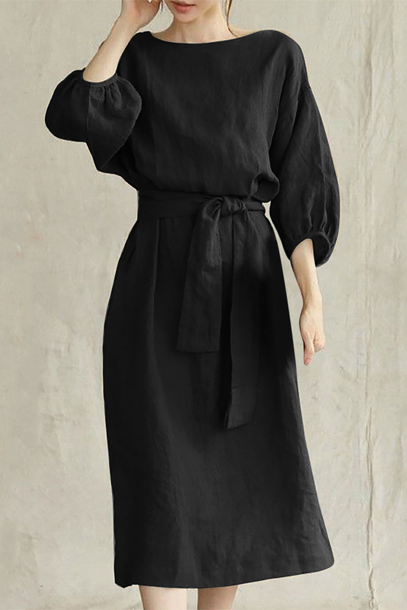 Vestido Midi Corte Ajustado con Cinturón - Vestiria