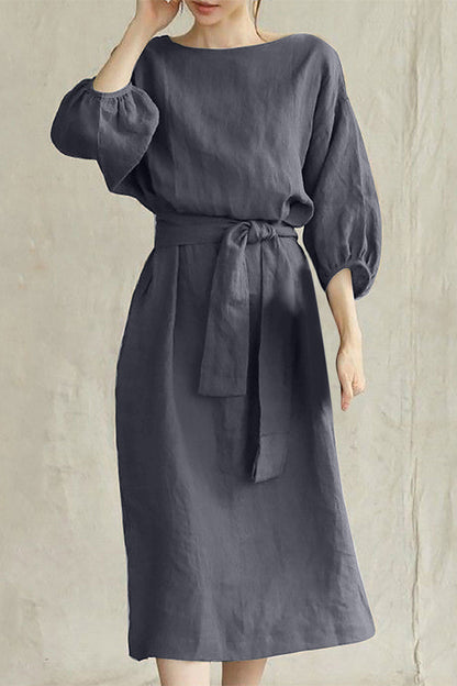 Vestido Midi Corte Ajustado con Cinturón