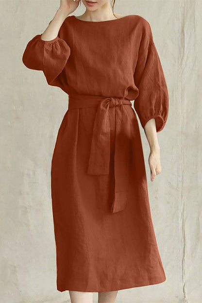 Vestido Midi Corte Ajustado con Cinturón