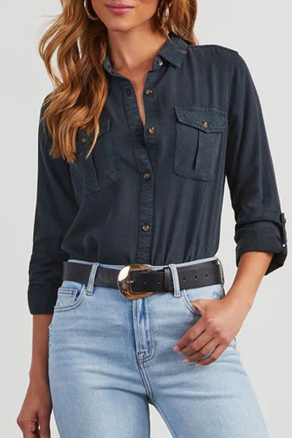 Blusa Mujer Cuello Vuelto Manga Larga Casual