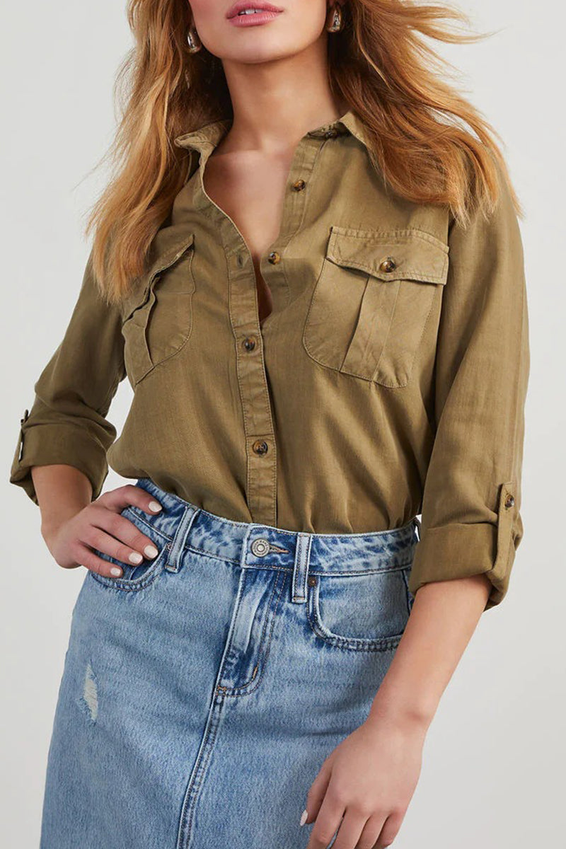 Blusa Mujer Cuello Vuelto Manga Larga Casual