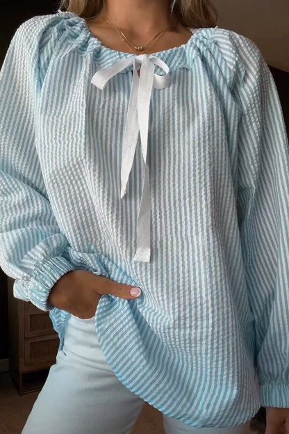 Blusa de rayas manga larga casual