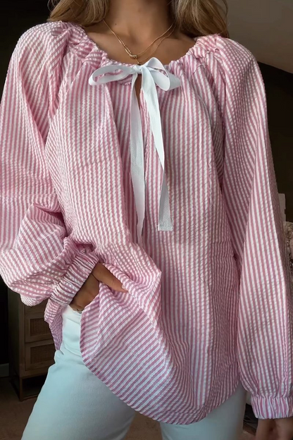 Blusa de rayas manga larga casual - Vestiria