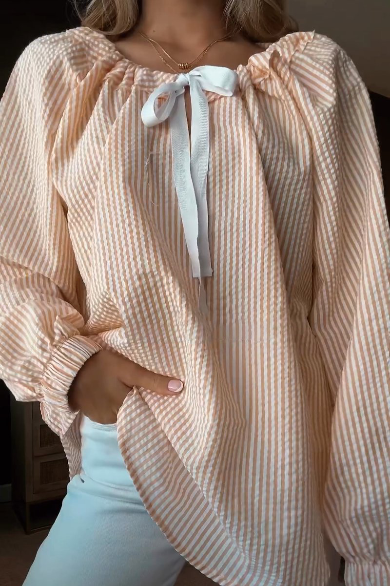 Blusa de rayas manga larga casual