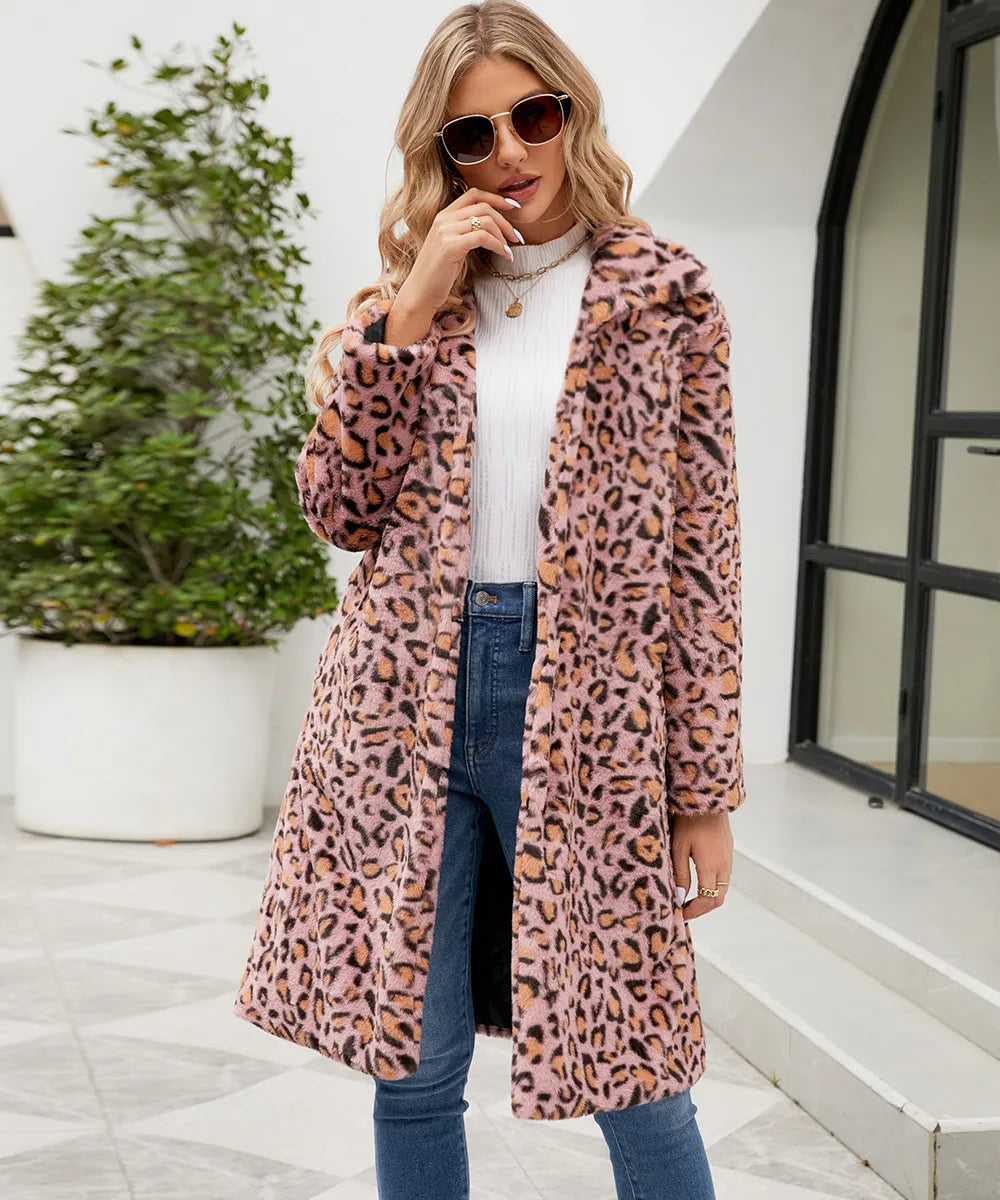 Chaquetón de Piel Falsa Leopardo Cálido