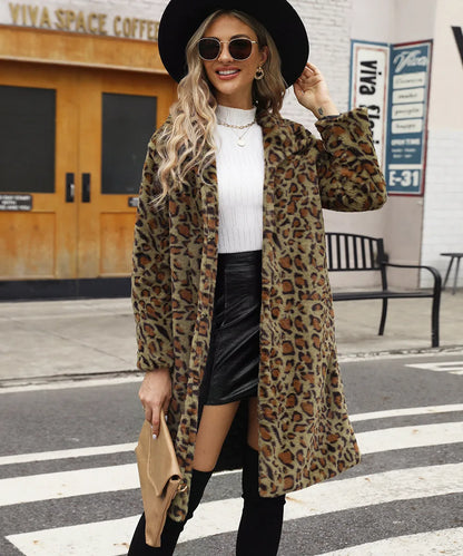 Chaquetón de Piel Falsa Leopardo Cálido