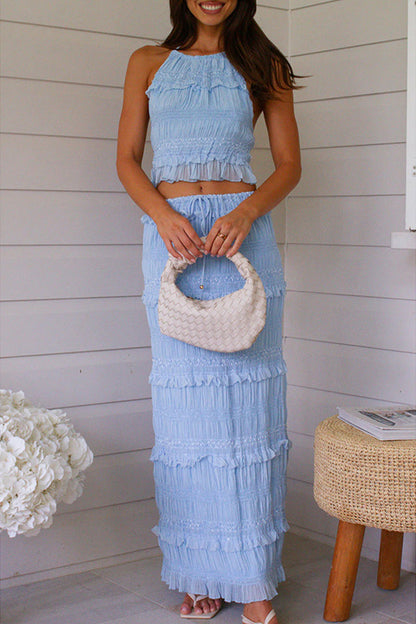 Vestido Elegante Camiseta Falda Larga Encaje