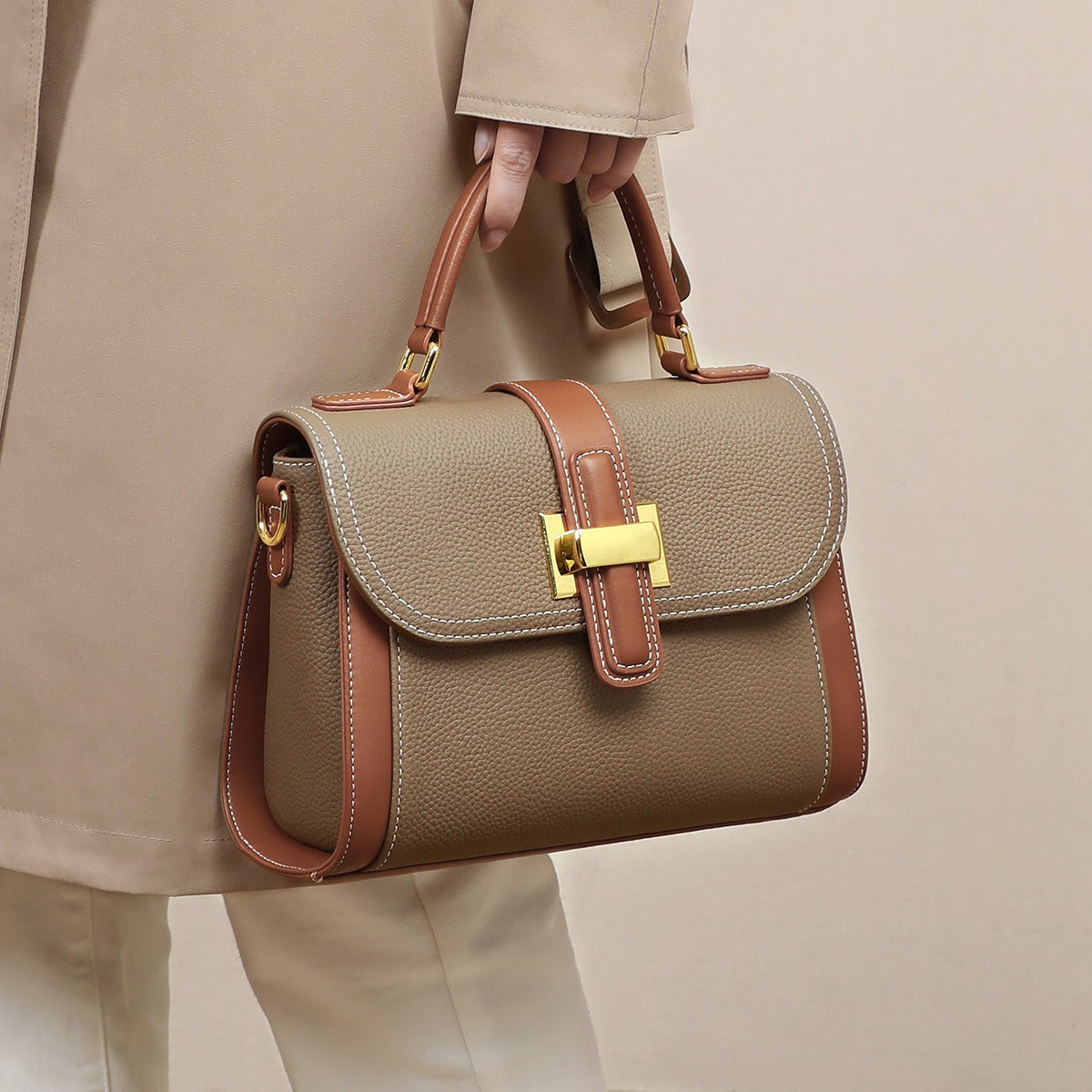 Bolso Mujer Piel Elegante Cierre Metálico - Vestiria