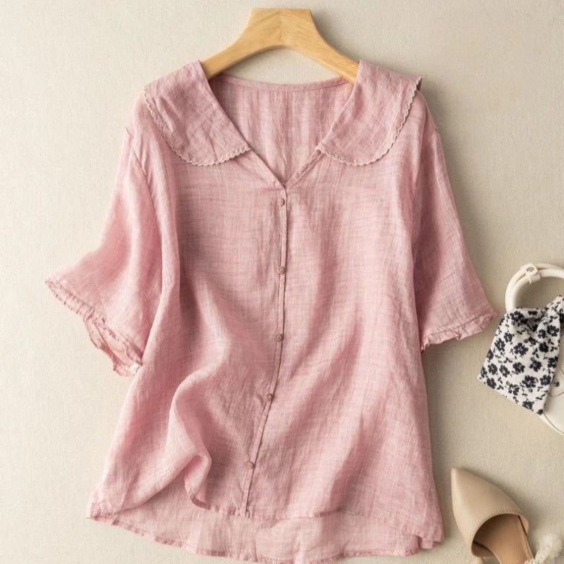 Camisa blanca mujer cuello alto elegante