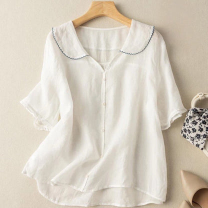 Camisa blanca mujer cuello alto elegante