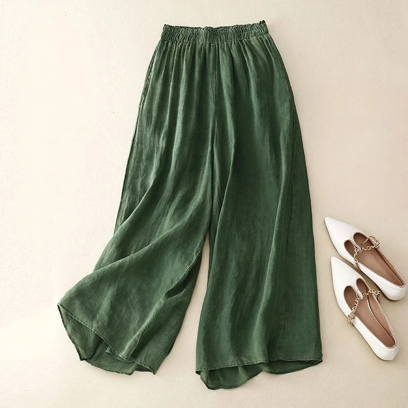Pantalón Mujer Cintura Alta Elegante Amplio