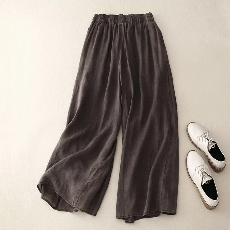 Pantalón Mujer Cintura Alta Elegante Amplio