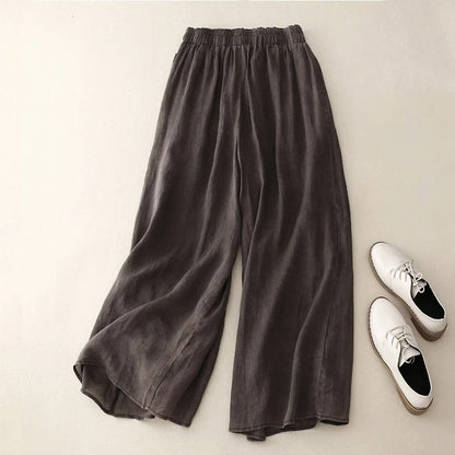 Pantalón Mujer Cintura Alta Elegante Amplio